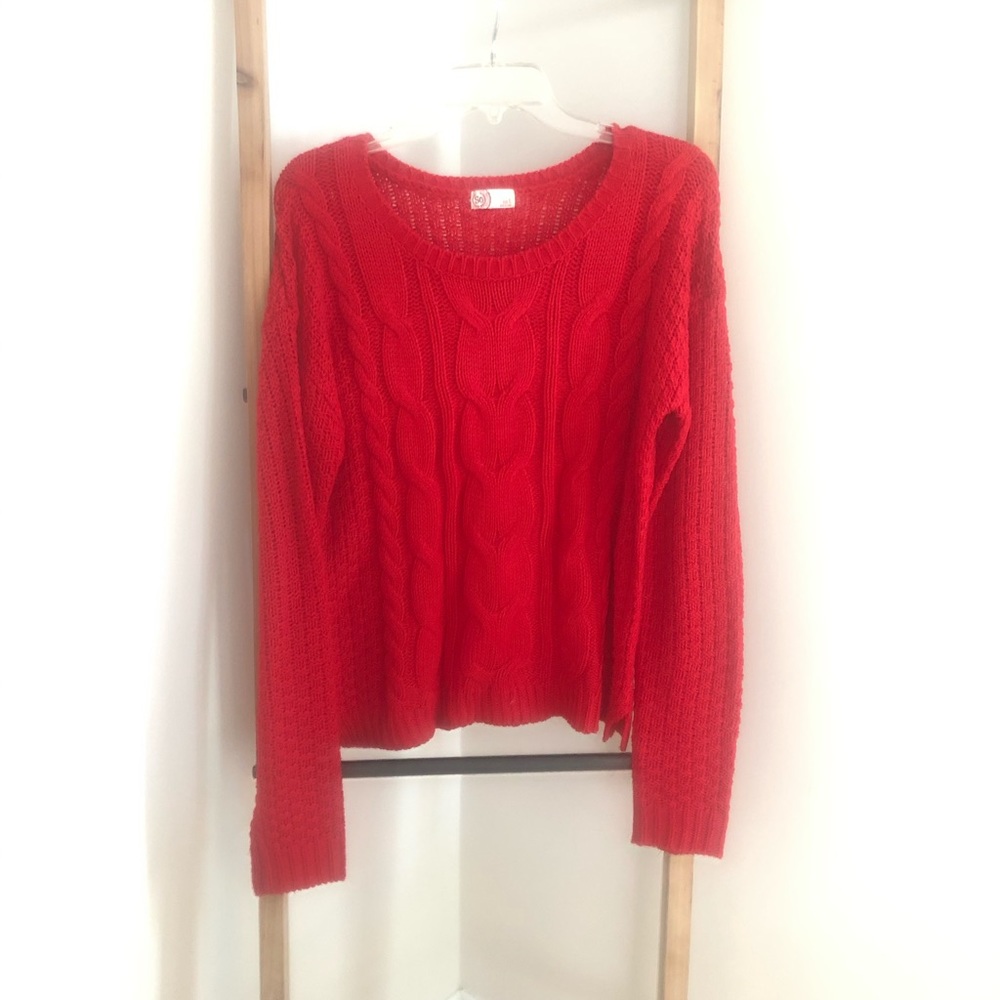 Red knit sweater
